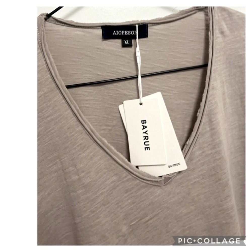 NEW Bayrue Aiopson Raw Edge Slim Fit Cotton T-Shirt Designer Style - Picture 4 of 4